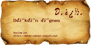 Dékán Ágnes névjegykártya